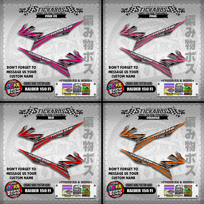 RAIDER 150 FI DECALS ( CHANGE NAME/CUSTOM NAME )【WITH FREEBIES】