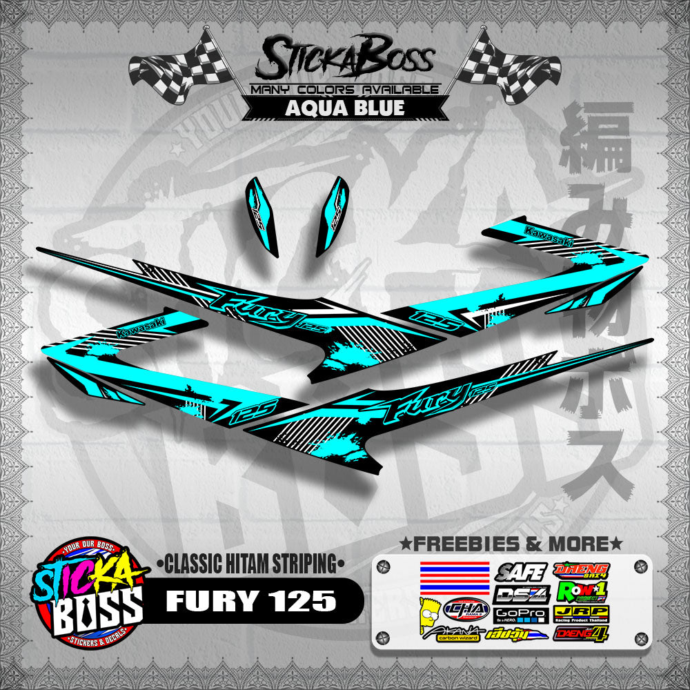 FURY 125 DECALS ( CLASSIC HITAM STRIPING )【WITH FREEBIES】