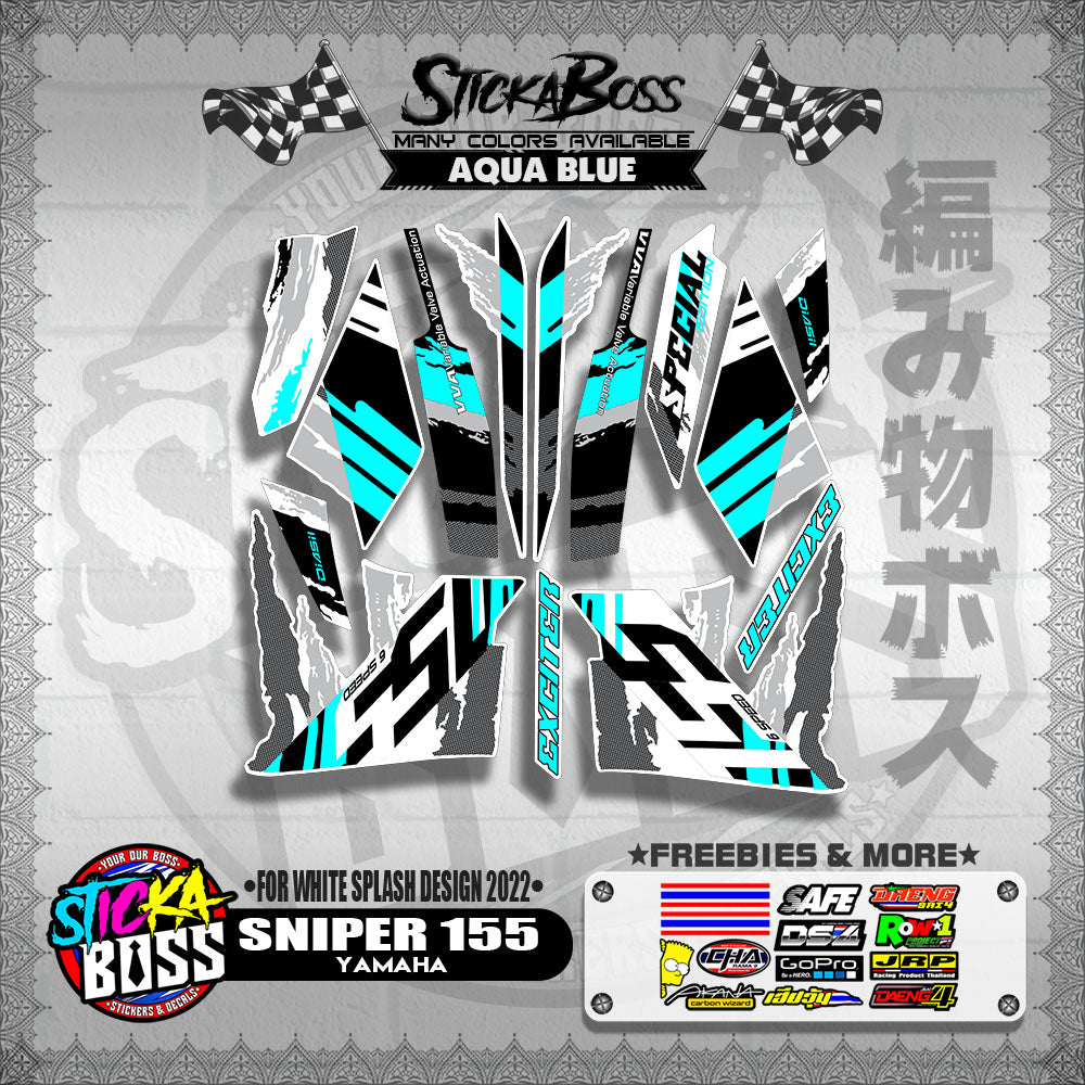 SNIPER 155 NEW STOCK DECALS ( FOR WHITE SPLASH DESIGN 2022 )【WITH FREEBIES】