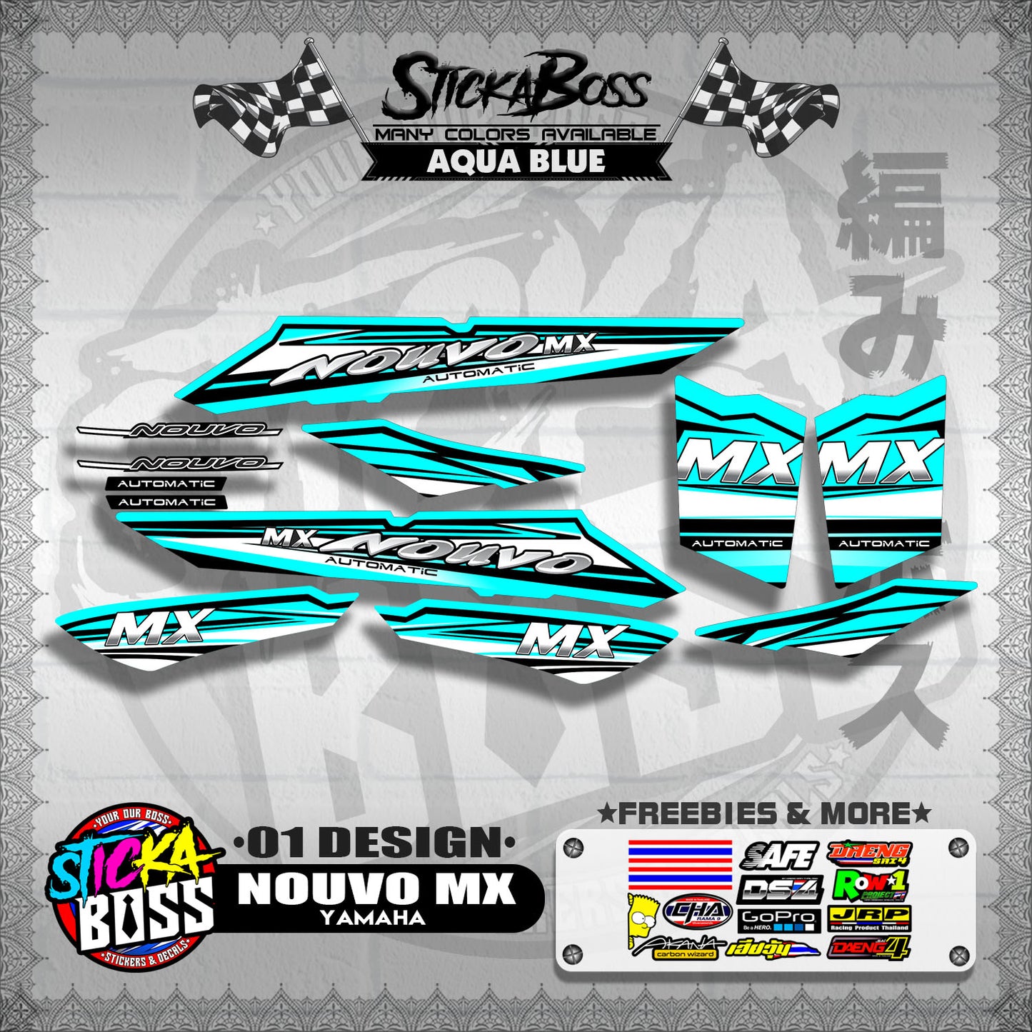 NOUVO MX STOCK DECALS ( 01 DESIGN )【WITH FREEBIES】