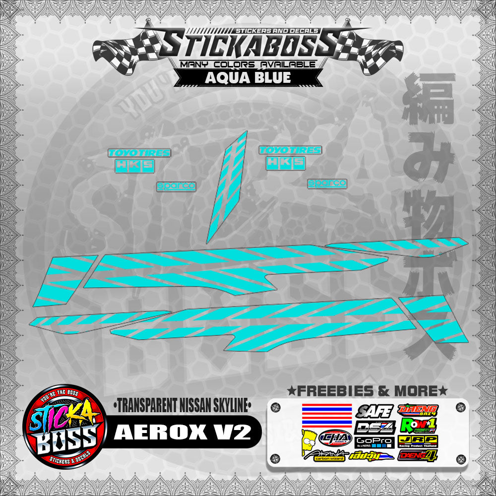 【PREMIUM UV PRINT】TRANSPARENT AEROX V2 DECALS (NISSAN SKYLINE )【WITH FREEBIES】