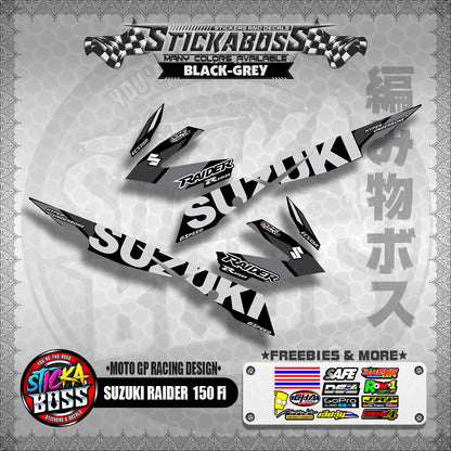 Suzuki Raider 150 Fi Decals BLACK-GREY ( MotoGP Racing Design )【WITH FREEBIES】