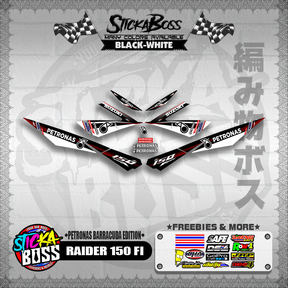 RAIDER 150 FI DECALS ( PETRONAS BARRACUDA EDITION )【WITH FREEBIES】