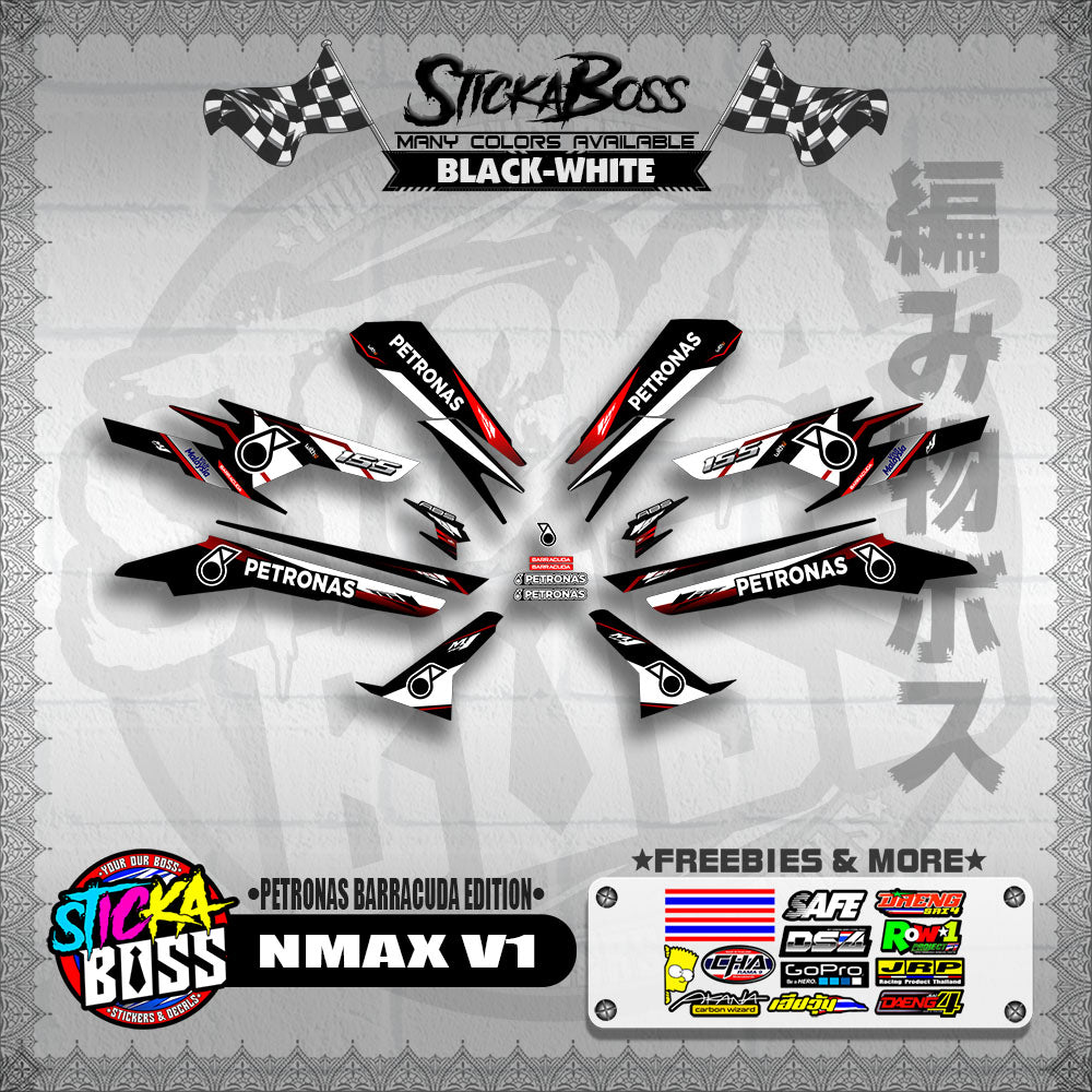 NMAX V1 DECALS ( PETRONAS BARRACUDA EDITION )【WITH FREEBIES】