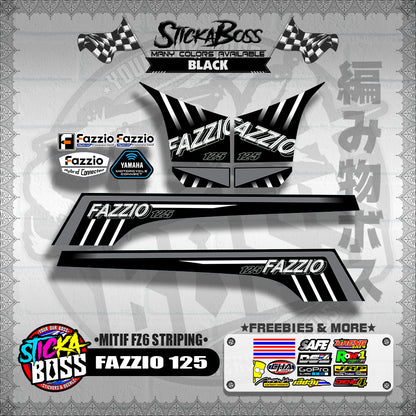 FAZZIO 125 DECALS ( MITIF FZ6 STRIPING )【WITH FREEBIES】