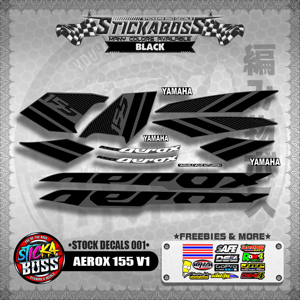 AEROX 155 V1 ( STOCK DECALS 001 )【WITH FREEBIES】