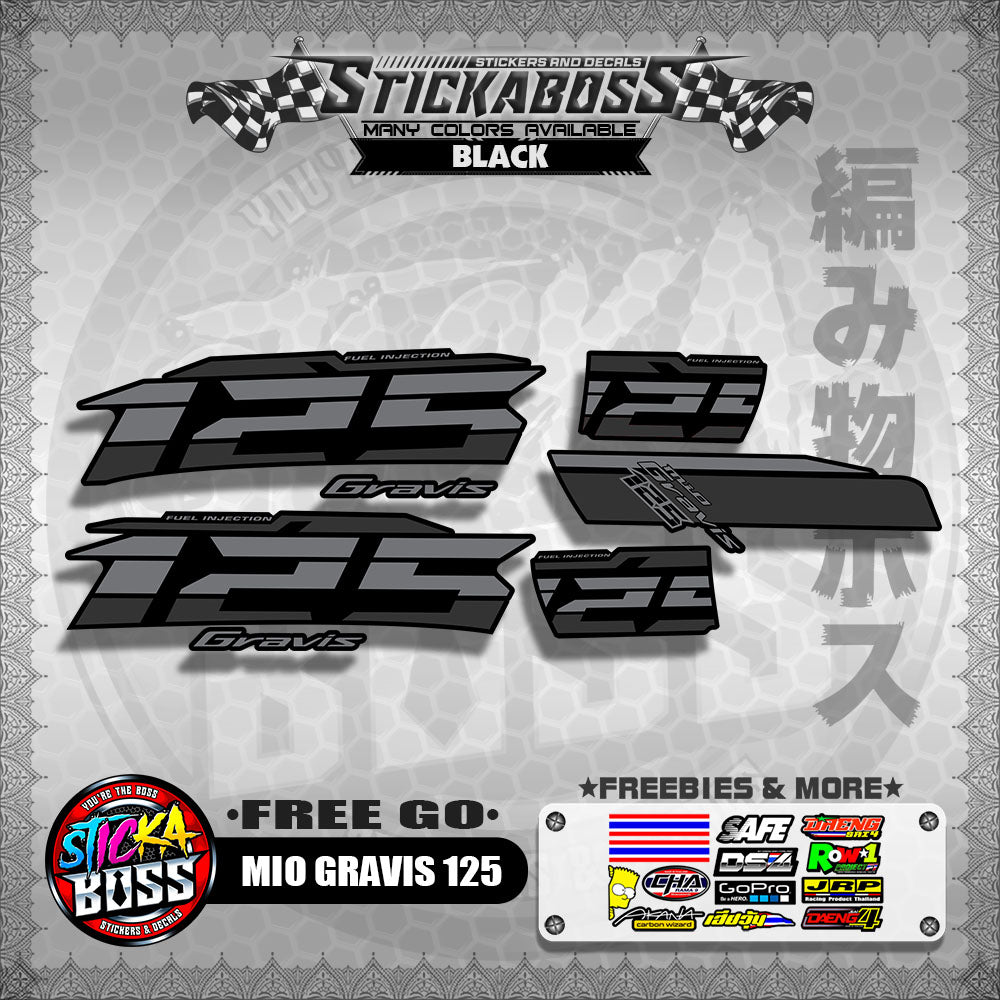 MIO GRAVIS 125 STOCK DECALS  ( FREE GO )【WITH FREEBIES】