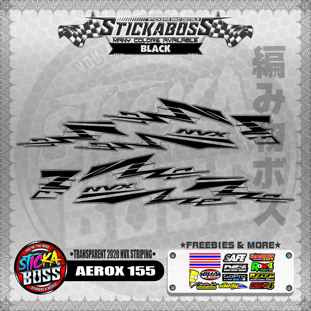 【PREMIUM UV PRINT】TRANSPARENT AEROX 155 DECALS ( 2020 NVX STRIPING )【WITH FREEBIES】