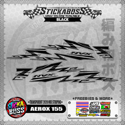 【PREMIUM UV PRINT】TRANSPARENT AEROX 155 DECALS ( 2020 NVX STRIPING )【WITH FREEBIES】