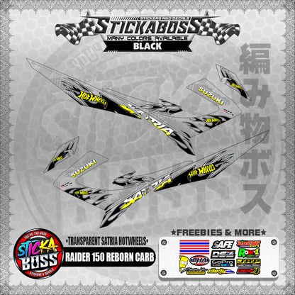 【PREMIUM UV PRINT】TRANSPARENT RAIDER 150 REBORN CARB DECALS ( SATRIA HOTWHEELS )【WITH FREEBIES】