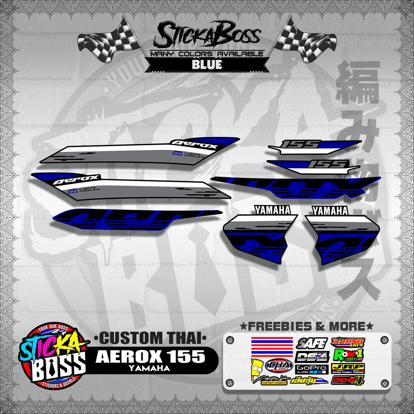 AEROX 155 DECALS ( CUSTOM THAI )【WITH FREEBIES】