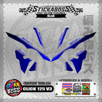 【PREMIUM UV PRINT】TRANSPARENT CLICK 125 V3 DECALS ( TRUENO AE86 )【WITH FREEBIES】