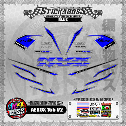 【PREMIUM UV PRINT】TRANSPARENT AEROX 155 V2 DECALS ( NVX STRIPING 2023 )【WITH FREEBIES】