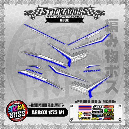 【PREMIUM UV PRINT】TRANSPARENT AEROX 155 V1 DECALS ( PEARL WHITE )【WITH FREEBIES】