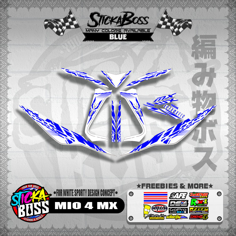 MIO 4 MX DECALS ( FOR WHITE SPORTY DESIGN CONCEPT )【WITH FREEBIES】