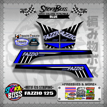 FAZZIO 125 DECALS ( MITIF FZ6 STRIPING )【WITH FREEBIES】