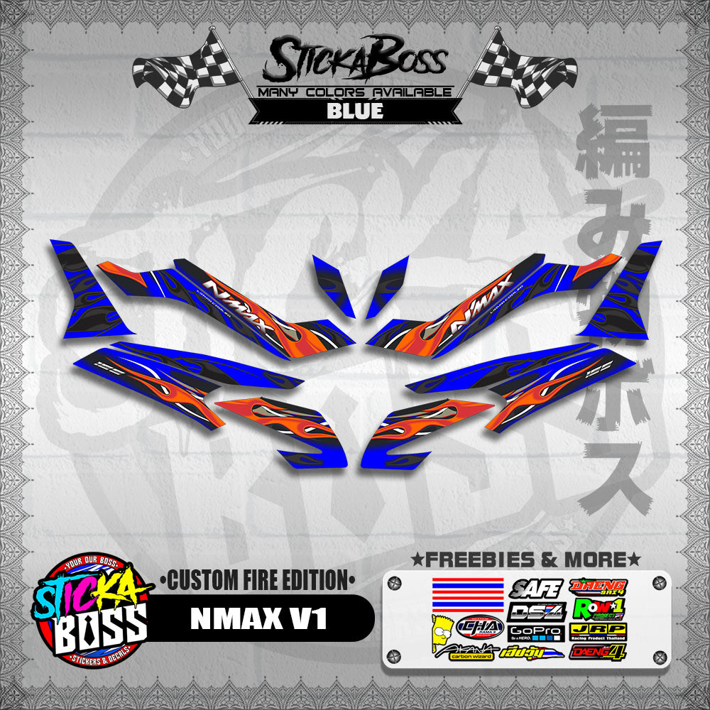 NMAX V1 DECALS ( CUSTOM FIRE EDITION )【WITH FREEBIES】