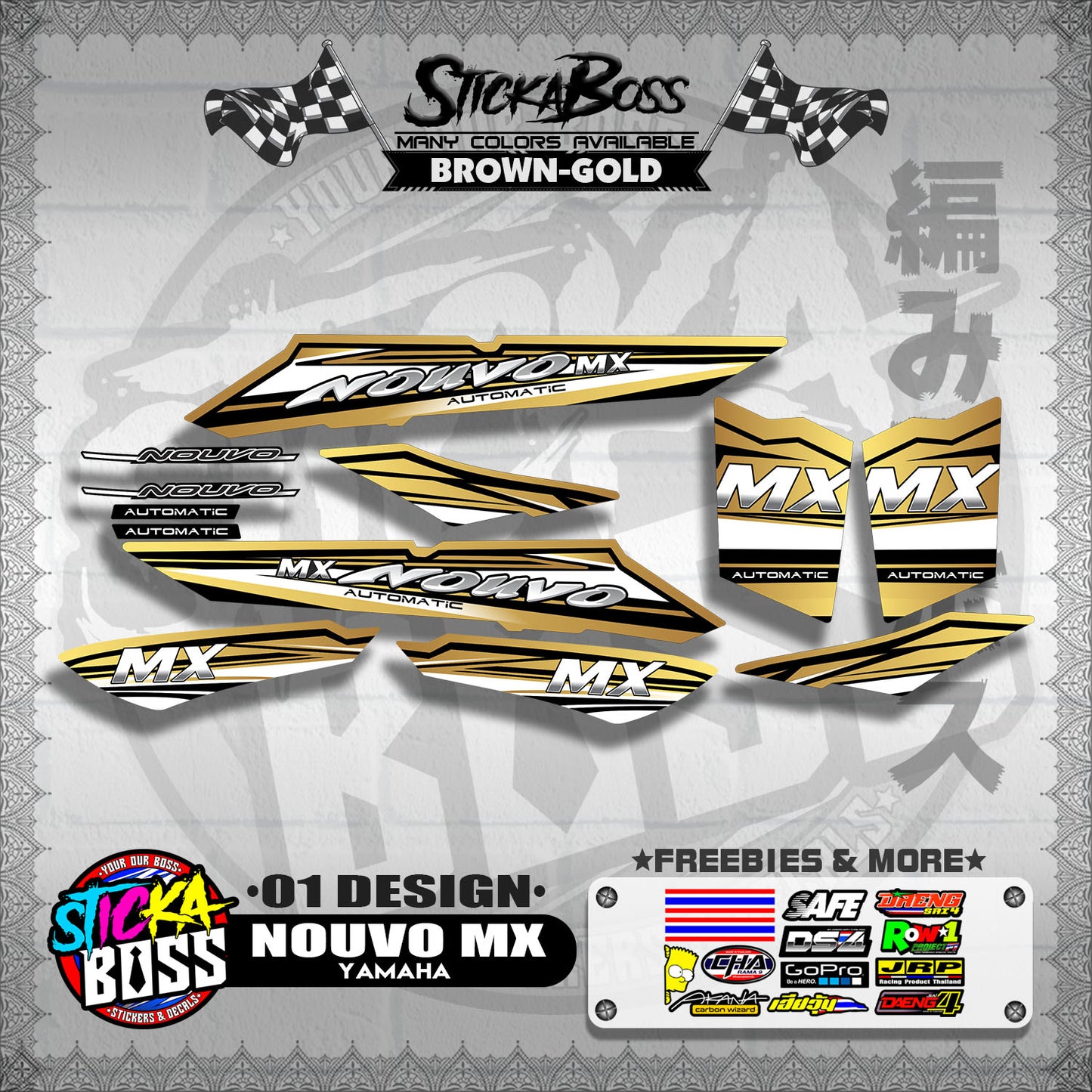 NOUVO MX STOCK DECALS ( 01 DESIGN )【WITH FREEBIES】