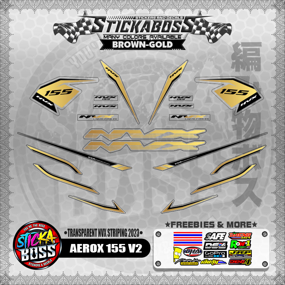 【PREMIUM UV PRINT】TRANSPARENT AEROX 155 V2 DECALS ( NVX STRIPING 2023 )【WITH FREEBIES】