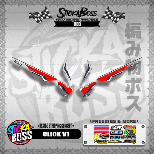 CLICK V1 DECALS ( RSX150 STRIPPING CONCEPT )【WITH FREEBIES】