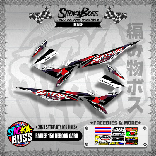 RAIDER 150 REBORN CARB DECALS ( 2024 SATRIA NTN N19 LINES )【WITH FREEBIES】