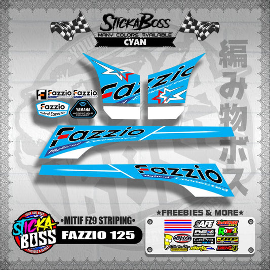 FAZZIO 125 DECALS ( MITIF FZ9 STRIPING )【WITH FREEBIES】