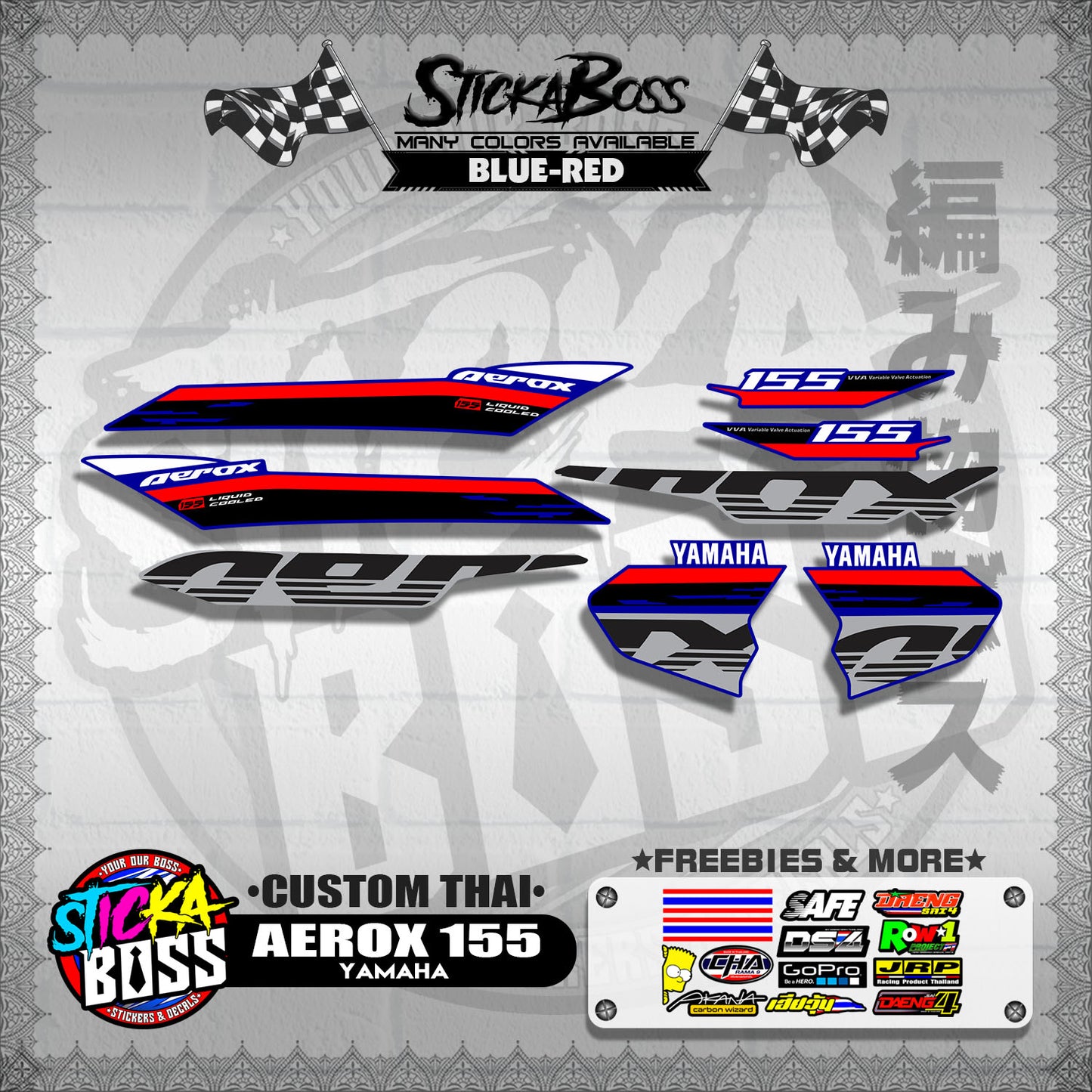 AEROX 155 DECALS ( CUSTOM THAI )【WITH FREEBIES】