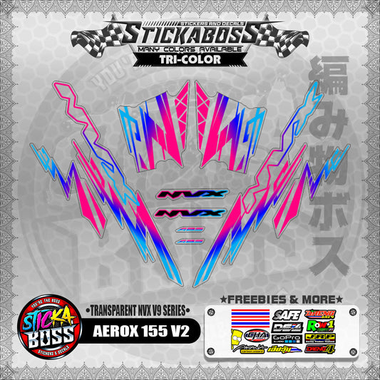 【PREMIUM UV PRINT】TRANSPARENT AEROX 155 V2 DECALS ( NVX V9 SERIES )【WITH FREEBIES】