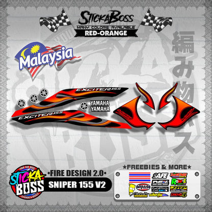 SNIPER 155 V2 MALAYSIAN DECALS ( FIRE DESIGN 2.0 )【WITH FREEBIES】