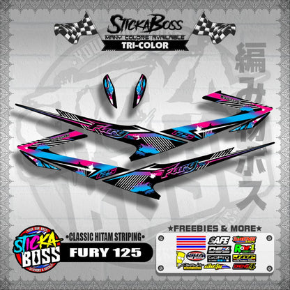 FURY 125 DECALS ( CLASSIC HITAM STRIPING )【WITH FREEBIES】