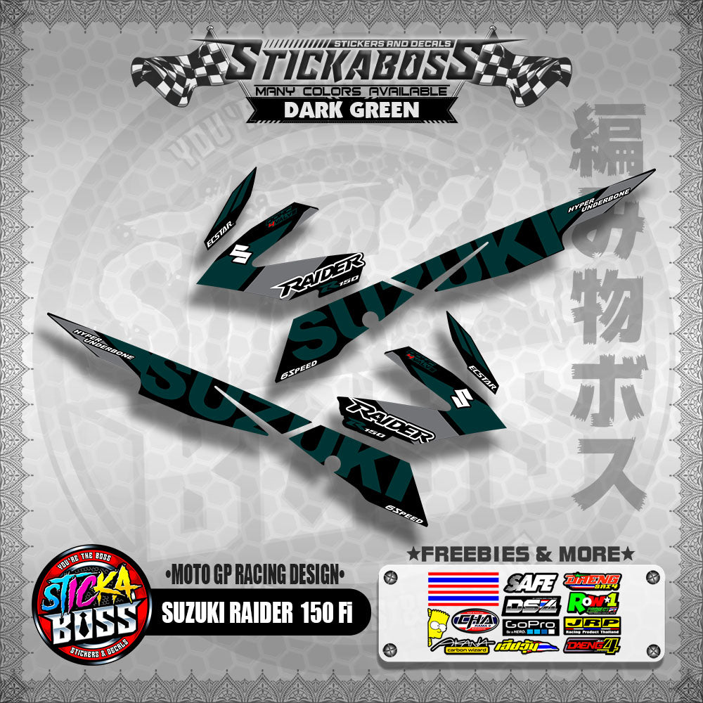 Suzuki Raider 150 Fi Decals DARK GREEN ( MotoGP Racing Design )【WITH FREEBIES】