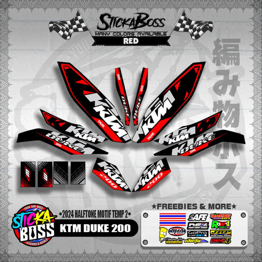 KTM DUKE 200 STICKER DECALS ( 2024 HALFTONE MOTIF TEMP 2 )【WITH FREEBIES】