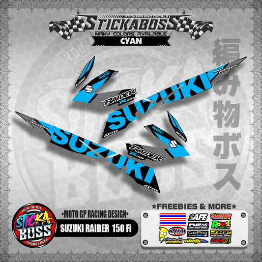 Suzuki Raider 150 Fi Decals CYAN ( MotoGP Racing Design )【WITH FREEBIES】