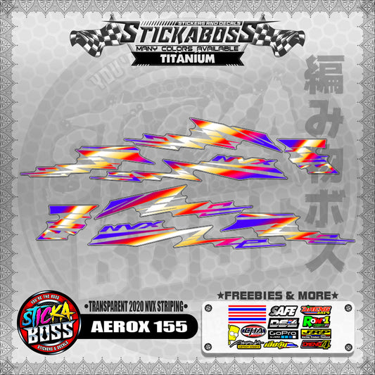 【PREMIUM UV PRINT】TRANSPARENT AEROX 155 DECALS ( 2020 NVX STRIPING )【WITH FREEBIES】