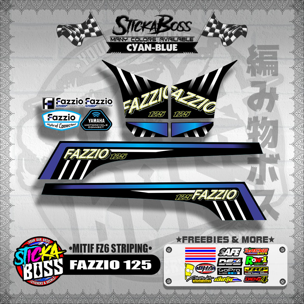 FAZZIO 125 DECALS ( MITIF FZ6 STRIPING )【WITH FREEBIES】