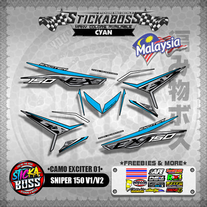 SNIPER 150 V1 / V2 MALAYSIAN DECALS ( CAMO EXCITER 01 )【WITH FREEBIES】MALAYSIA CONCEPT