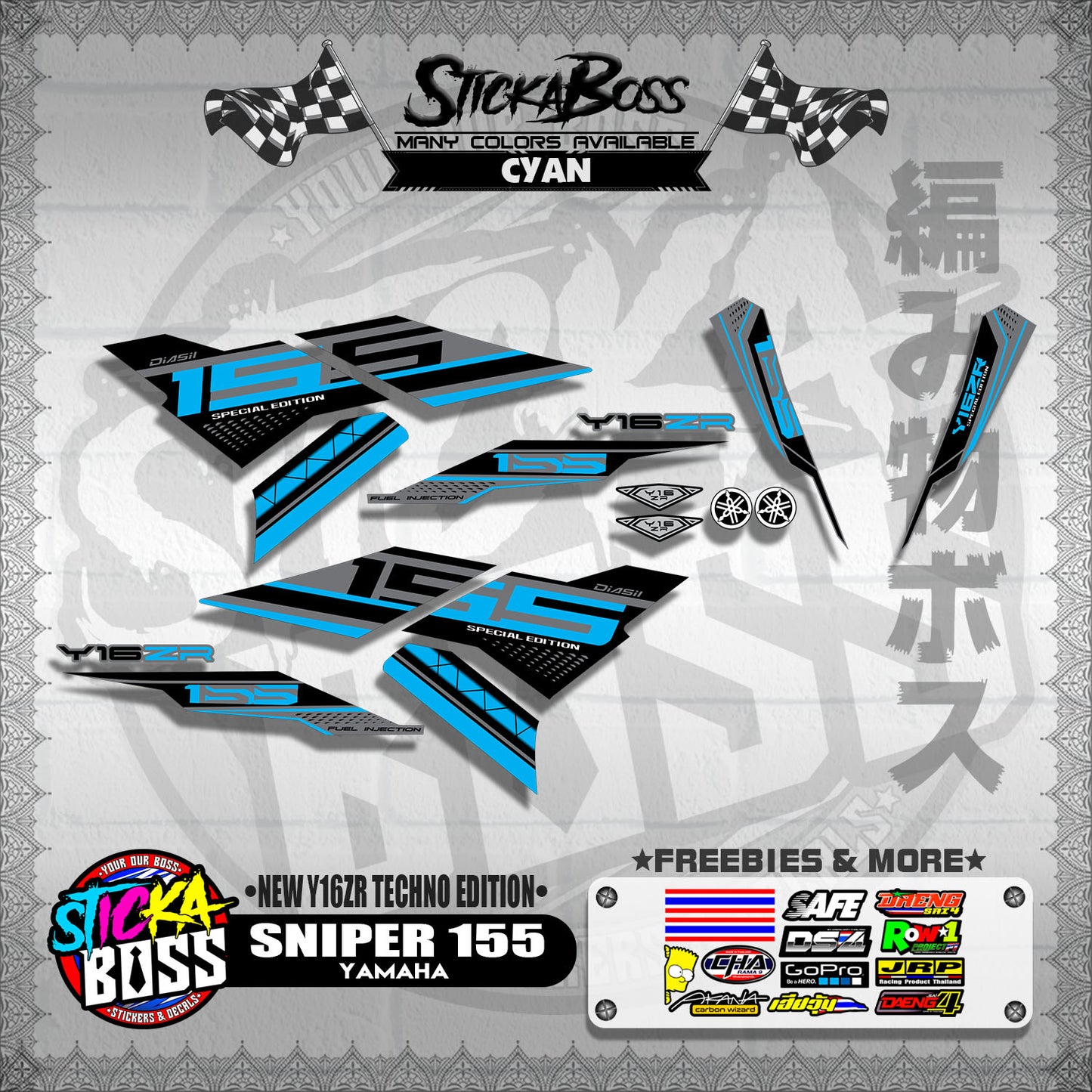 SNIPER 155 DECALS ( NEW Y16ZR TECHNO EDITION )【WITH FREEBIES】