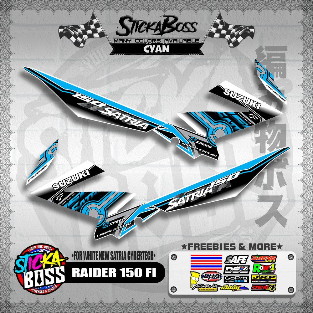 RAIDER 150 FI DECALS ( FOR WHITE NEW SATRIA CYBERTECH )【WITH FREEBIES】