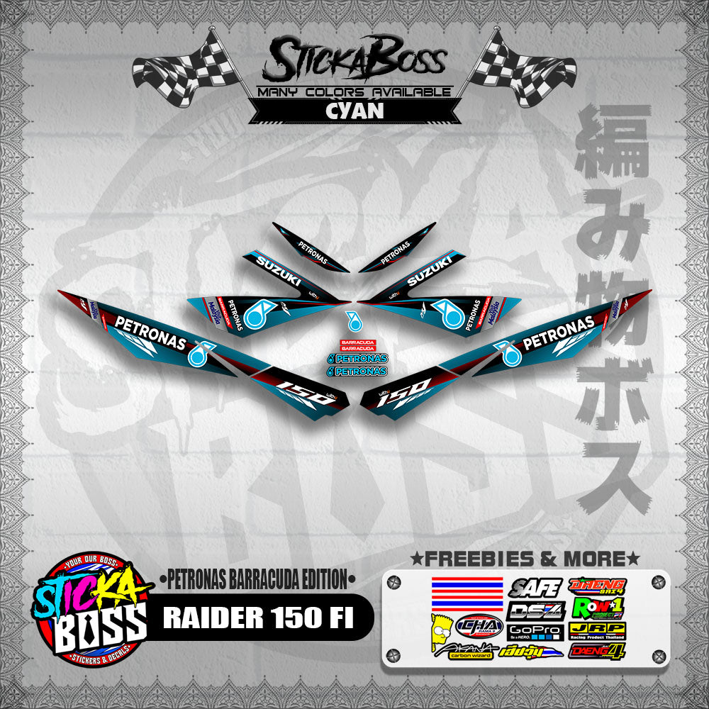 RAIDER 150 FI DECALS ( PETRONAS BARRACUDA EDITION )【WITH FREEBIES】