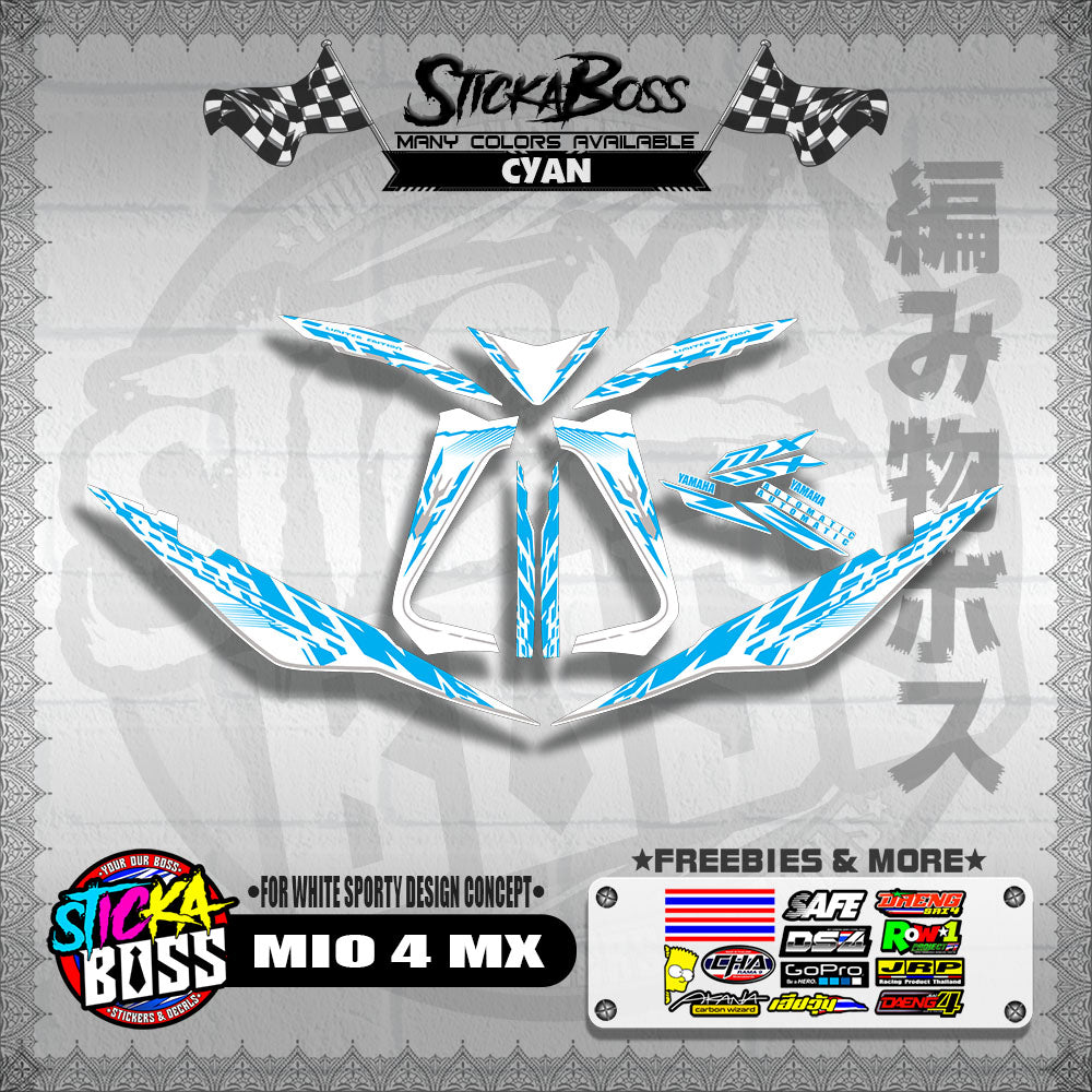 MIO 4 MX DECALS ( FOR WHITE SPORTY DESIGN CONCEPT )【WITH FREEBIES】