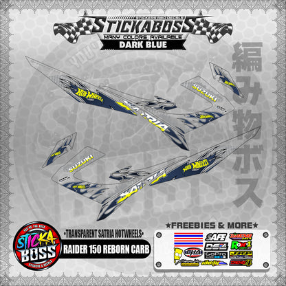 【PREMIUM UV PRINT】TRANSPARENT RAIDER 150 REBORN CARB DECALS ( SATRIA HOTWHEELS )【WITH FREEBIES】