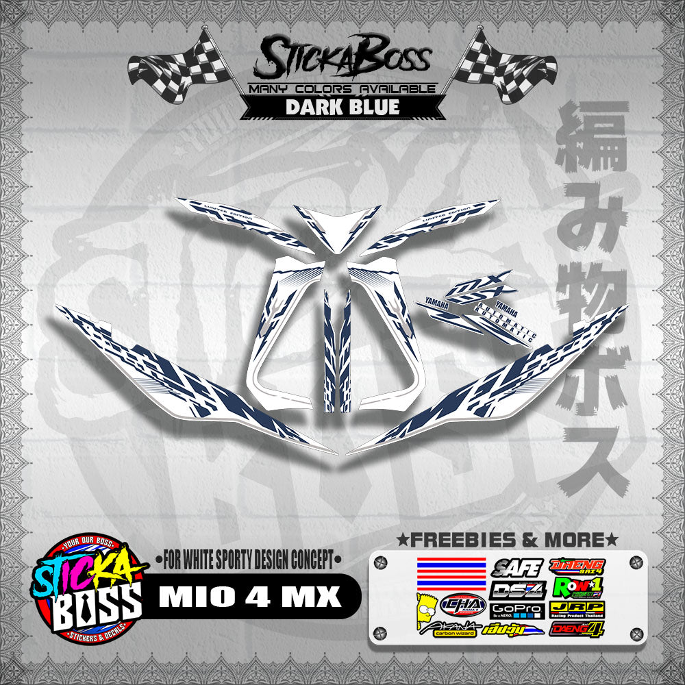 MIO 4 MX DECALS ( FOR WHITE SPORTY DESIGN CONCEPT )【WITH FREEBIES】