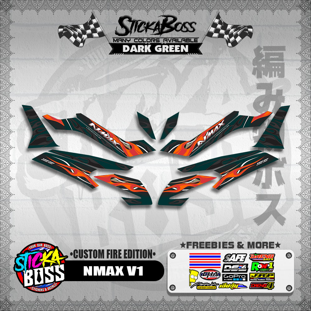 NMAX V1 DECALS ( CUSTOM FIRE EDITION )【WITH FREEBIES】