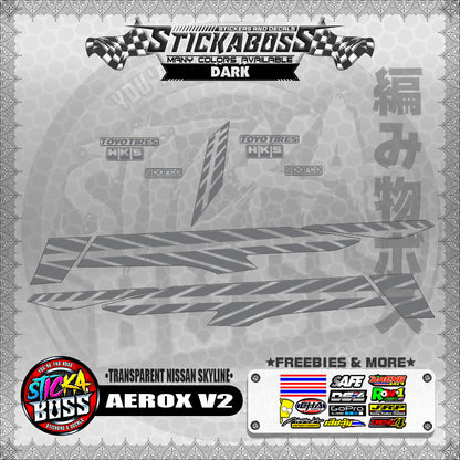 【PREMIUM UV PRINT】TRANSPARENT AEROX V2 DECALS (NISSAN SKYLINE )【WITH FREEBIES】