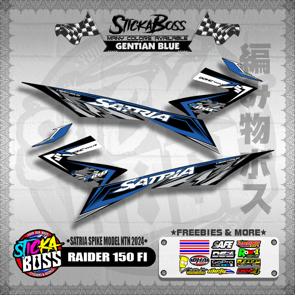 RAIDER 150 Fi DECALS ( SATRIA SPIKE MODEL NTN 2024 ) [ PREMIUM GLOSSY LAMINATED ]【WITH FREEBIES】