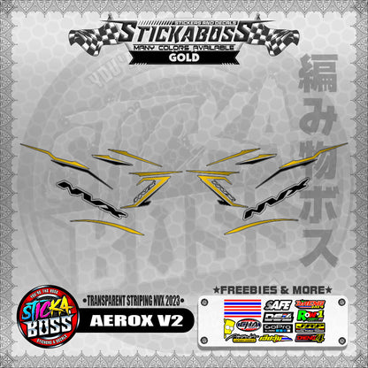 【PREMIUM UV PRINT】TRANSPARENT AEROX V2 DECALS ( STRIPING NVX 2023 )【WITH FREEBIES】