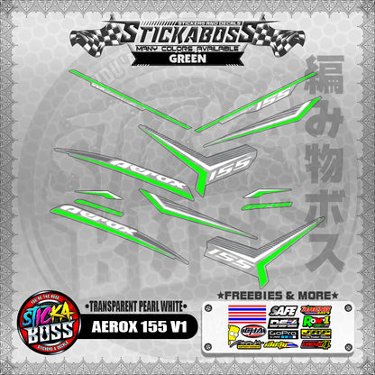 【PREMIUM UV PRINT】TRANSPARENT AEROX 155 V1 DECALS ( PEARL WHITE )【WITH FREEBIES】