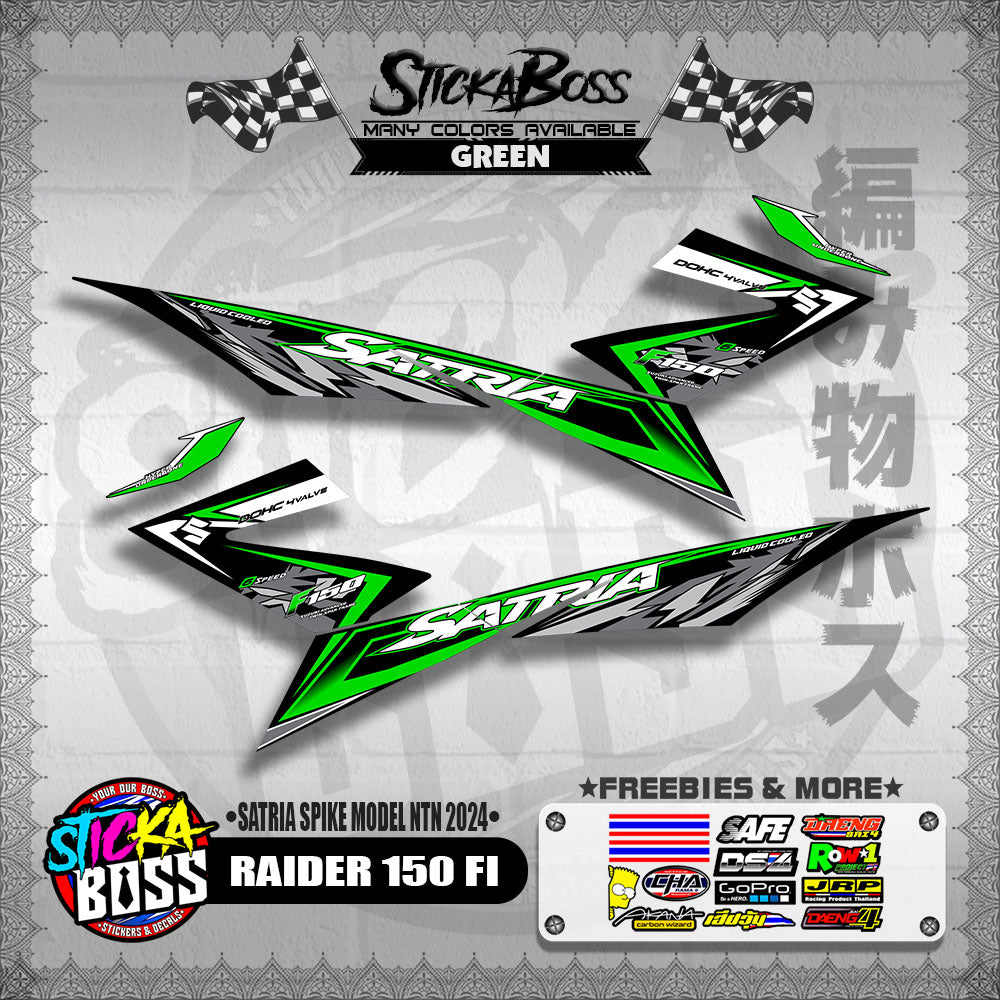 RAIDER 150 Fi DECALS ( SATRIA SPIKE MODEL NTN 2024 ) [ PREMIUM GLOSSY LAMINATED ]【WITH FREEBIES】