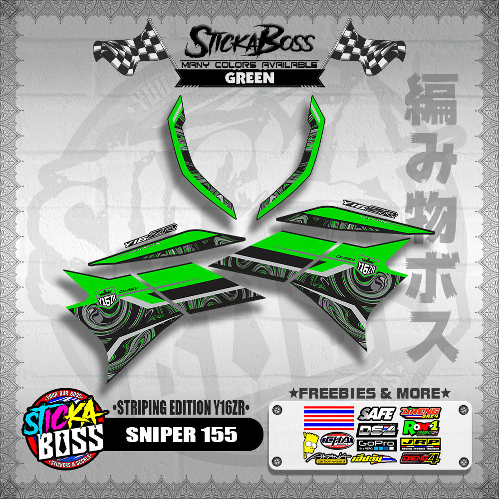 SNIPER 155 DECALS ( STRIPING EDITION Y16ZR ) [ PREMIUM GLOSSY LAMINATED ]【WITH FREEBIES】