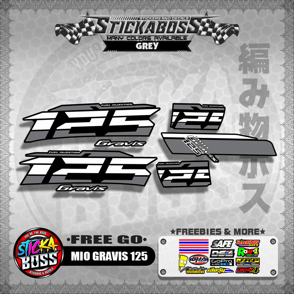 MIO GRAVIS 125 STOCK DECALS  ( FREE GO )【WITH FREEBIES】